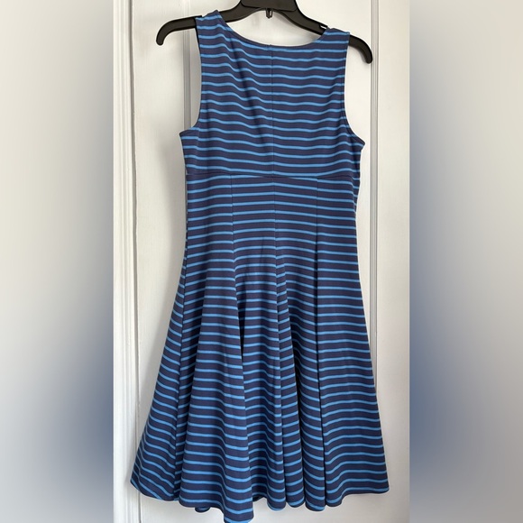 Peter Som Design Nation, Blue Sleeveless, V-neck Blue Striped Dress, size: 10 - Picture 4 of 8